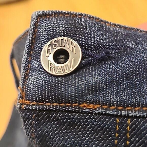 G Star Raw Jeans 30x30 Blue 3301 Slim Fit Button Fly Stretch Dark Wash Indigo - Picture 3 of 9